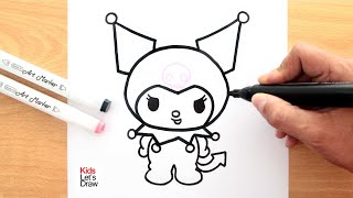 Cómo dibujar y pintar a KUROMI paso a paso usando marcadores [upl. by Tiernan]