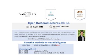 Open Doctoral Lectures  Numerical methods for mean field games  05072023 [upl. by Adnof473]