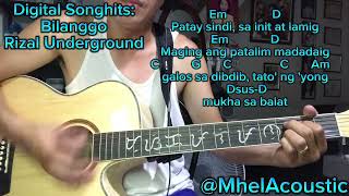 Bilanggo  Rizal UndergroundAcoustic Guitar Chord tutorial amp Lyricsguitar [upl. by Nahtanhoj]