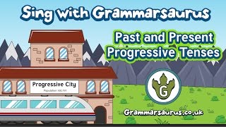 Sing with Grammarsaurus  The Past and Present Progressive Tenses [upl. by Kenleigh433]