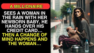 MILLIONAIRE SEES A WOMAN IN THE RAIN WITH HER NEWBORN BABY HE HANDS OVER HIS CREDIT CARD AND… [upl. by Isnam]