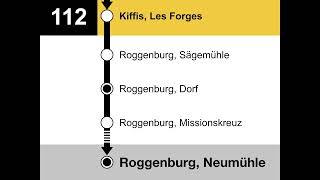 PostAuto Ansagen • 112 • Kleinlützel Garage – Kiffis – Roggenburg Neumühle [upl. by Tremann168]