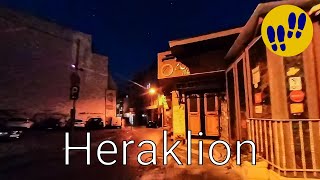 Heraklion at Night  Walking in Crete Greece [upl. by Adnamor]