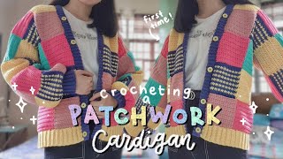 🌼 crocheting a patchwork cardigan for the first time 🌼 [upl. by Laen868]