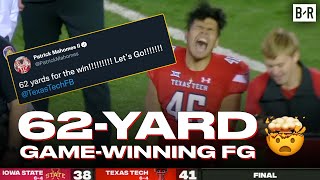 Texas Tech Kicker Wins Game On ABSURD 62Yard Kick 😳 [upl. by Suivatco832]