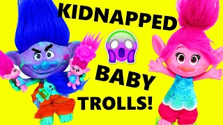 TROLLS KIDNAPPED Poppy amp Branches Baby Dolls Stolen By Evil Creek Funny Doll Parody DisneyCarToys [upl. by Panthea]