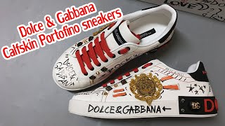 Dolce amp Gabbana Calfskin Portofino Sneakers With Embroidery And Studs Review [upl. by Lupiv]