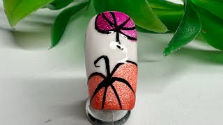 Pumpkin nail design 2024 nailart [upl. by Merriam349]