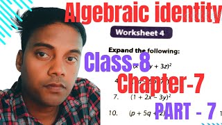 Algebraic identity Class 8 Worksheet04 Part 7 D A V School [upl. by Lamak]