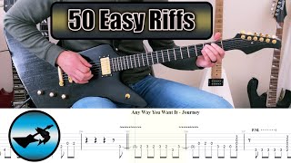 50 Easy Guitar Riffs To Impress Your Friends With Tab [upl. by Nimajnab]