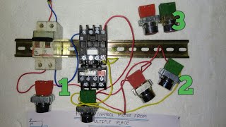 MOTOR CONTROL FROM DIFFERENT PLACES CONTROL WIRING CONNECTION DOL STARTER [upl. by Ranger846]