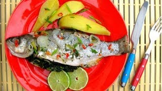 Grilled Sea Bass Stuffed With Jamaican Callaloo [upl. by Payson]