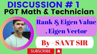 Discussion Class  1 rank eigenvalue eigenvector jharkhandpgt pgtmath technician [upl. by Isherwood794]