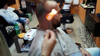 Removing Ear Hair with Fire ✂️💈 Serbia [upl. by Htebesile]