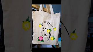 Tote Bag painting diy art totebag customized painting onestrokepainting daughters handmade [upl. by Cyprian]