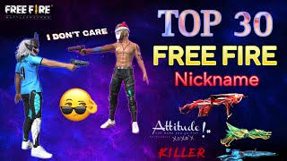 Top 30 Rare Nickname Free Fire  Attitude free fire nickname  top free fire nickname ideas 2024 [upl. by Danika]