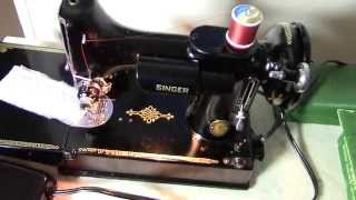 1951 Singer Featherweight 221 Centennial doing a zigzag stitch [upl. by Enyale]