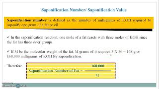 Fats and Oils Saponification Value Iodine Value [upl. by Anaujait]