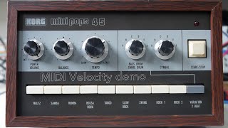 Korg MiniPops 45 with MIDI Tubbutec uniPulse demo [upl. by Schoof]