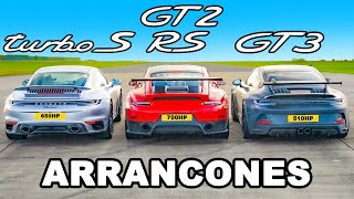 Porsche 911 GT2 RS vs Turbo S vs GT3 ARRANCONES [upl. by Airekat369]