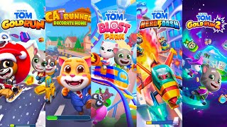 Talking Tom Gold Run Vs Time Rush Vs T Hero Dash Vs Cat Runner Vs Tom Fly Run Gameplay [upl. by Maillij]