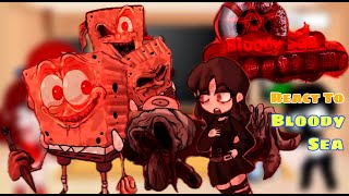 Fnf React To BLOODY SEA BOTTOM DEMO  VS Evil Spongebob Squidward Horror [upl. by Arraek]