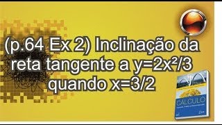 p64 Ex02 Inclinação e reta tangente a y2x²3 quando x32 [upl. by Outlaw]