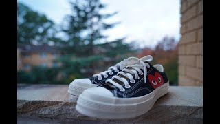 CDG PLAY x CONVERSE CHUCK TAYLOR LOW BLACK Review [upl. by Notle]