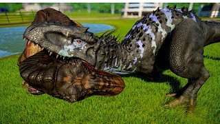 Indominus Rex vs T Rex Spinosaurus  Giganotosaurus Carcharodontosaurus  Dinosaurs Fighting [upl. by Gary]