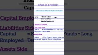 Return on Investment ROIFinancial Statement Analysis Accounting RatiosClass 12 commerce account [upl. by Nastassia]