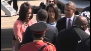 The Obamas arrive in Tanzania [upl. by Ahseuqram]