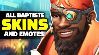 Overwatch  ALL Baptiste Skins Emotes Highlight Intros and Items [upl. by Ranique485]