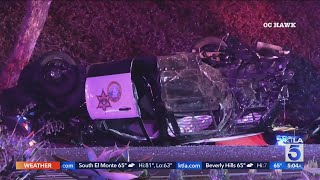 Deputy hospitalized following rollover crash in Yorba Linda [upl. by Leckie315]