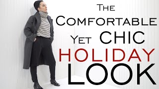 90 Second HOLIDAY Outfit CHIC yet COMFORTABLE  Edgy Winter Style  Everlane  Emily Wheatley [upl. by Sirmons]