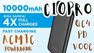 ACMIC C10PRO Slim 10000mAh AiCharge Power Bank QC4  PD  VOOC [upl. by Kciderf]