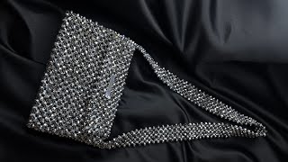 Silver purse made of crystal beads💎 Trendy metallic bag crystalbag slowfashion fashiontrends [upl. by Hanni]