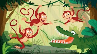 Five little monkeys swinging in the tree Song For kids Song in english for kids fivelittlemonkeys [upl. by Cicely]