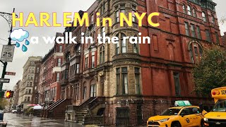 🇺🇸☔️NYC Rainy Walk  Relaxing Rain Sounds Beautiful Brownstones in Harlem NYC  Oct 2020 [upl. by Neltiak]