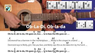 ObLaDi ObLaDa  The Beatles Cover Chords  Lyrics Guitar Lesson [upl. by Atnuahsal660]