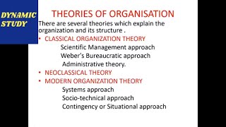 Theories of organisation  Theories of OB  classical neo classical and modern theories [upl. by Egroj95]