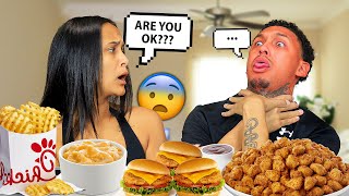 Choking On Food Prank ChickFilA Mukbang [upl. by Dickie642]