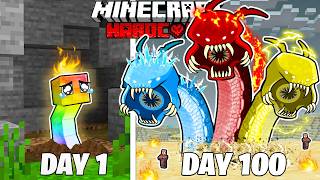 I Survived 100 Days as an ELEMENTAL WORM in HARDCORE Minecraft [upl. by Omolhs]