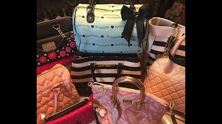 My Betsey Johnson purse collection and what is in my bag [upl. by Steinke533]