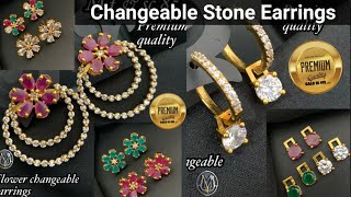 Changeable stone earrings designs Latest 1gm gold earrings designs Jewelry is like a perfect spice [upl. by Bathsheeb904]