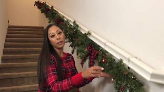 How To Hang and Decorate Garland For Your Staircase [upl. by Eanal35]