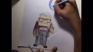 Carl Fredricksen from Up movie color sketch timelapse [upl. by Reppep]