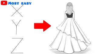 How to draw a girl Backside drawing  Easy drawing Step by step  girl drawing [upl. by Nassah460]