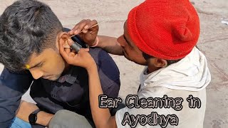 Ear Cleaning in Ayodhya🙏 Street Side of Saryu Nadi  Ear Cleaning Street India [upl. by Kcolttam]