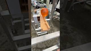 Marble Run☆Handmade Wooden Slope  Rain Gutter  Clear Pipe  Orange Circular Slope ④ [upl. by Cullin675]