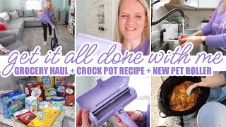 GET IT ALL DONE WITH ME  GROCERY HAUL  CROCK POT RECIPE  DELOMO PET ROLLER [upl. by Barrow]